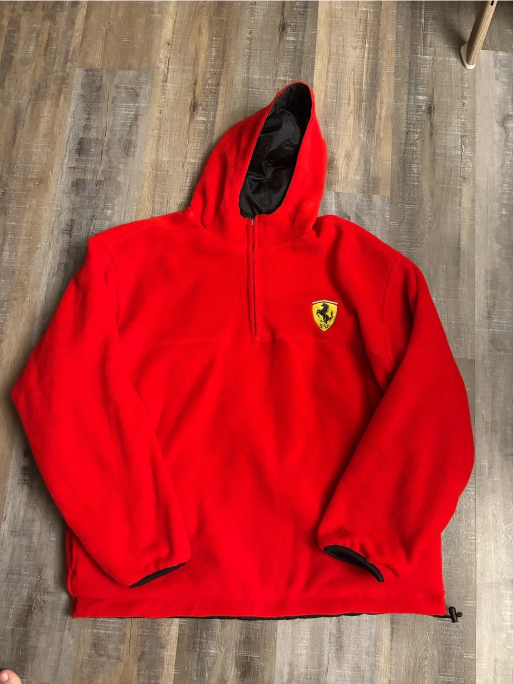 VTG 90s Ferrari Reversible Anorak Windbreaker Jacket Pullover Black Red XL NWT
